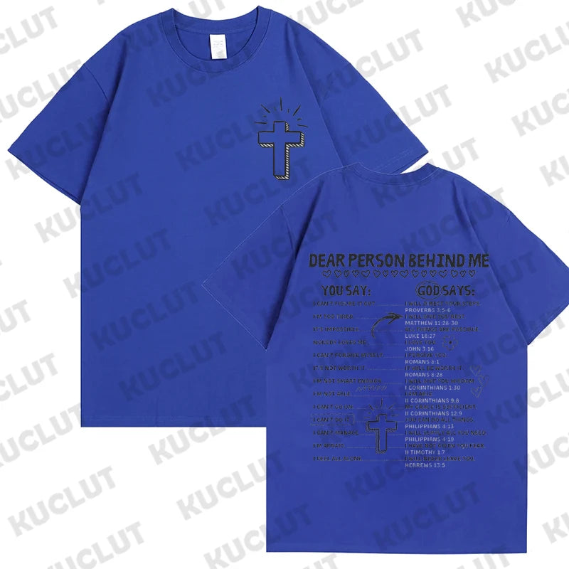 God Says Hoodie Design Print T-shirt Short Sleeve Crew Neck Casual Tee Tops Retro Christian Jesus Classic Women's Clothing