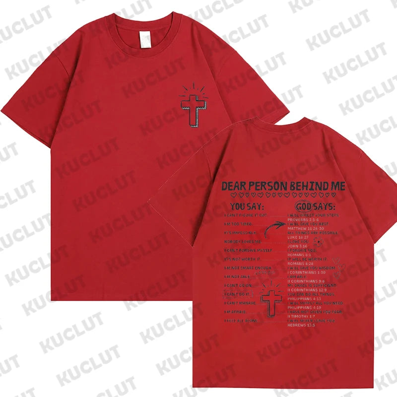 God Says Hoodie Design Print T-shirt Short Sleeve Crew Neck Casual Tee Tops Retro Christian Jesus Classic Women's Clothing