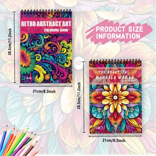 2pcs Mandala Coloring Book Set, Abstract Style, 30 Unique Designs, 11.2 X 8.3 Inches,Perfect Gift for Birthdays and Holidays