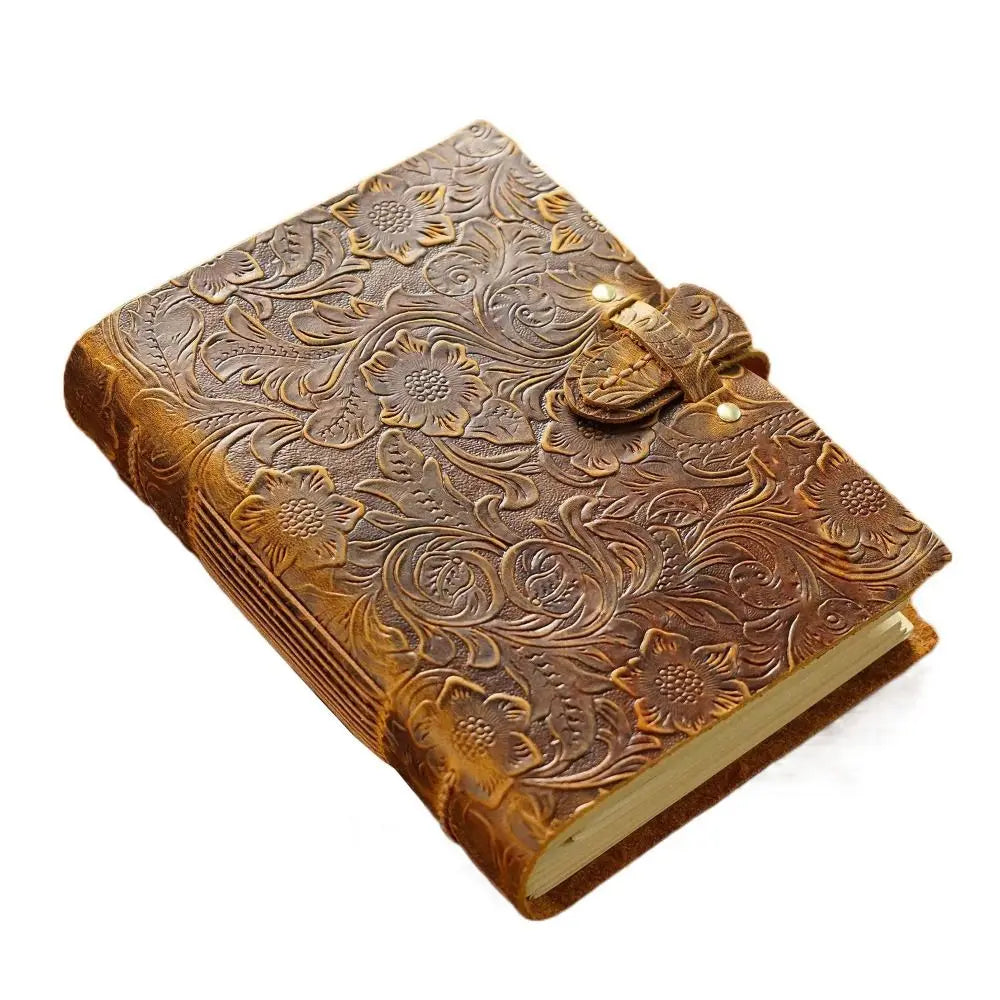 Vintage Leather Bound Journal Handmade Genuine Leather Cover Blank Paper Diary Blank Pages Unlined Travel Sketchbook