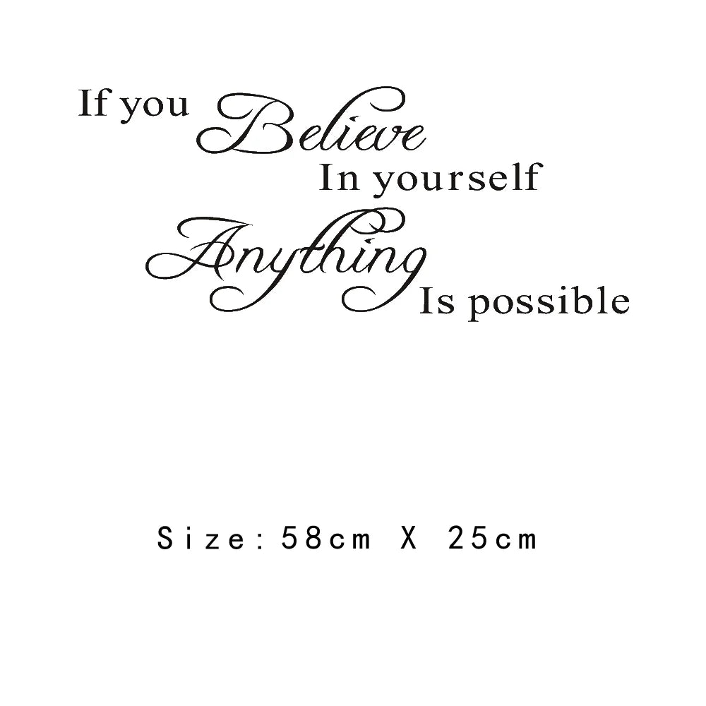 if you believe in yourself anything is possible inspirational quotes wall decals decorative wall stickers vinyl art home decor