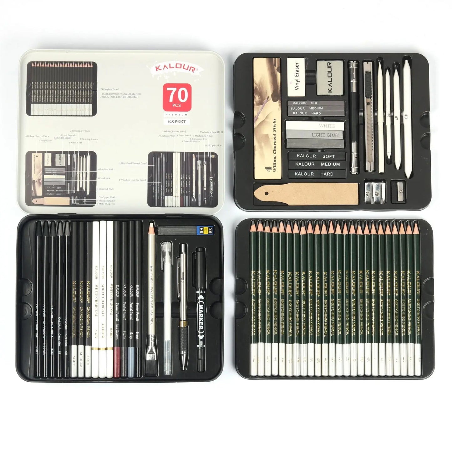 Drawing Set, 70-Pack Sketching Kit, Art Supplies with A Sketch Pad ,Colored, Graphite, Charcoal, Watercolor, Metallic Pencils