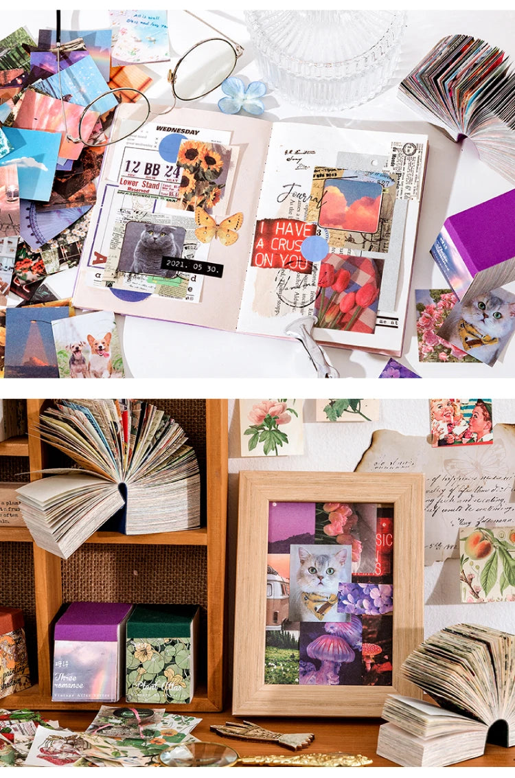 JIANQI 400 pcs Craft Vintage Scrapbooking Paper Kawaii Art Junk Journal Deco Sticker Natural Collection DIY Material Paper