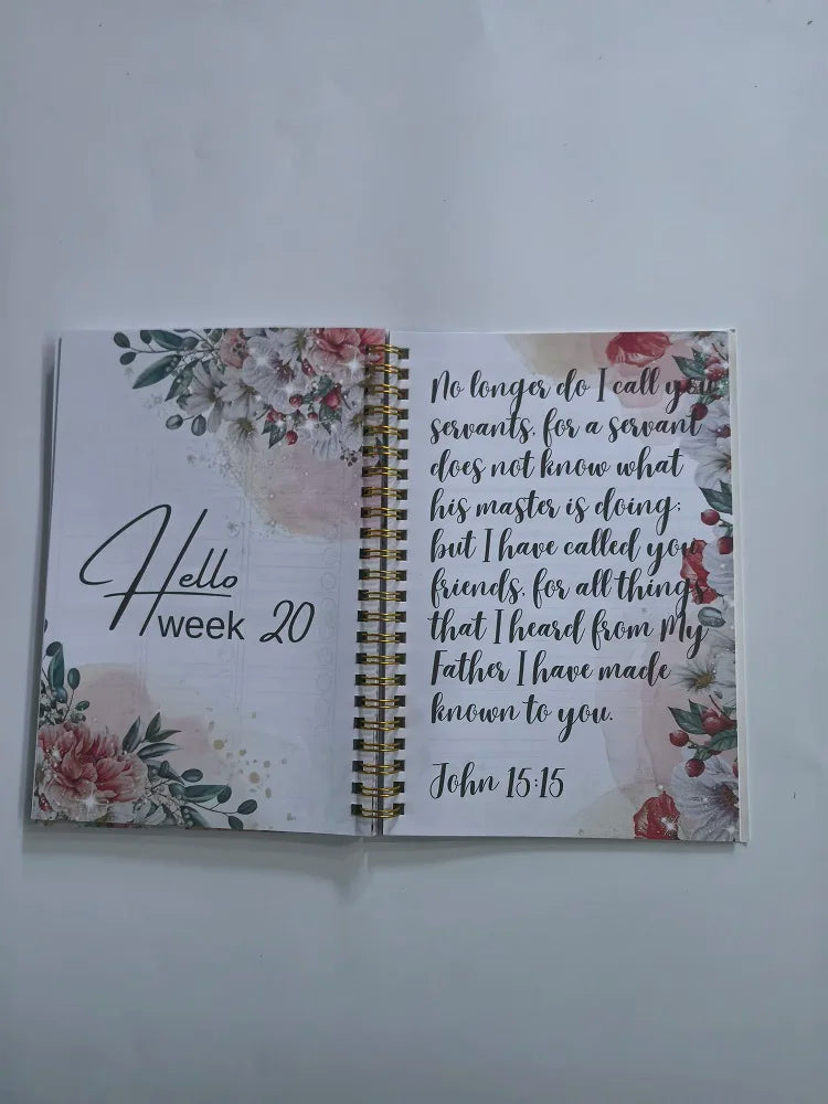 Prayer Journal For women | 24 Week Scripture Devotonal Journal | The Bible In A Year Notebook