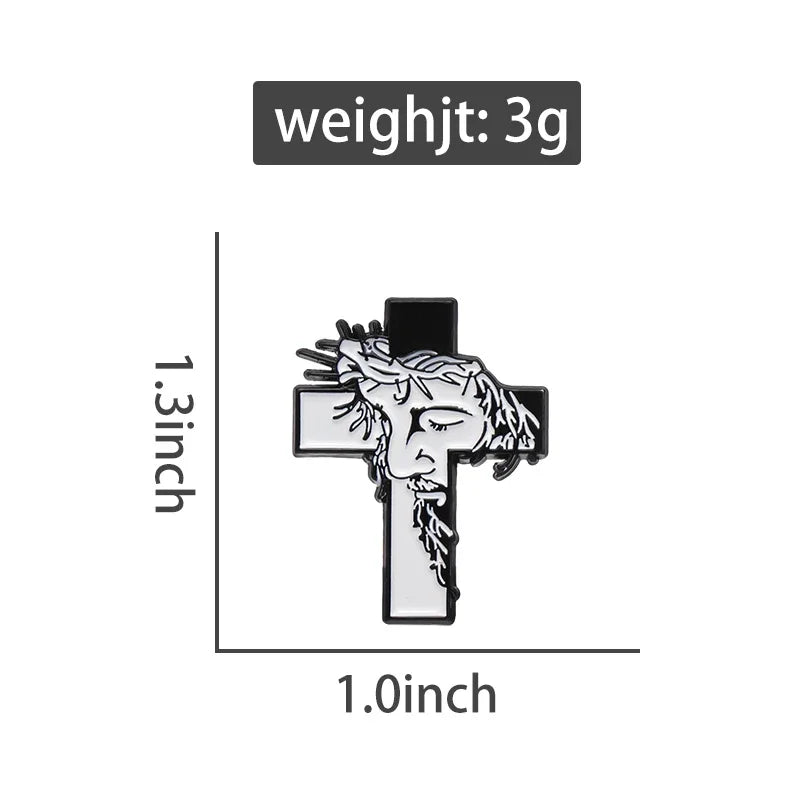 Jesus Cross Enamel Pins Christian Religious Brooches Lapel Badges Hat Clothes Collar Jewelry Decorative Pin for Kids Friend Gift