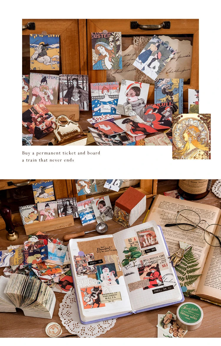 JIANQI 400 pcs Craft Vintage Scrapbooking Paper Kawaii Art Junk Journal Deco Sticker Natural Collection DIY Material Paper