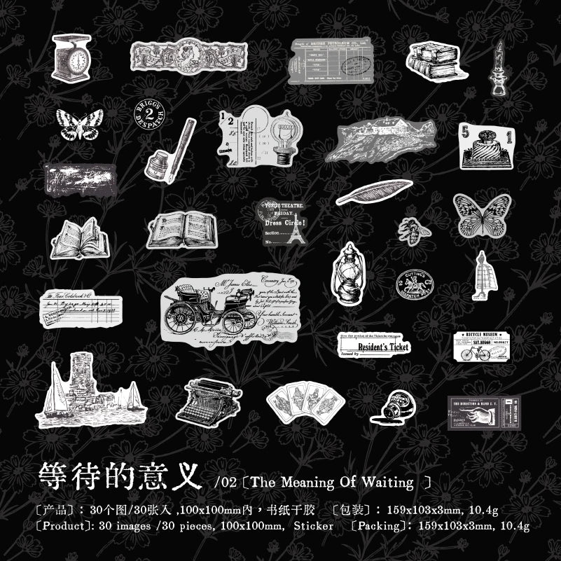 Journal GO 30pcs Retro Antique Stuffs Stickers Collage Junk Journal Scrapbooking diy Vintage Small Hand Made Stationery Labels