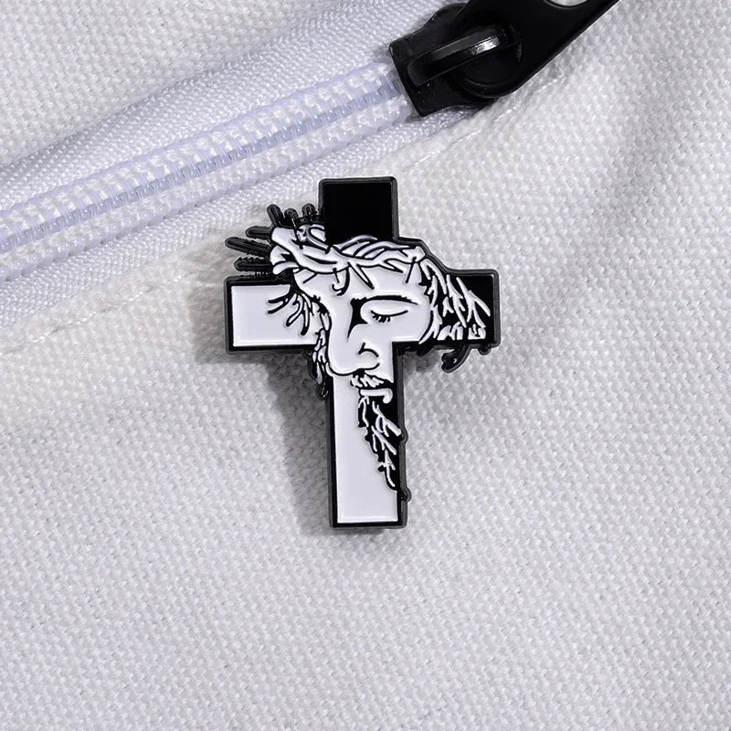 Jesus Cross Enamel Pins Christian Religious Brooches Lapel Badges Hat Clothes Collar Jewelry Decorative Pin for Kids Friend Gift