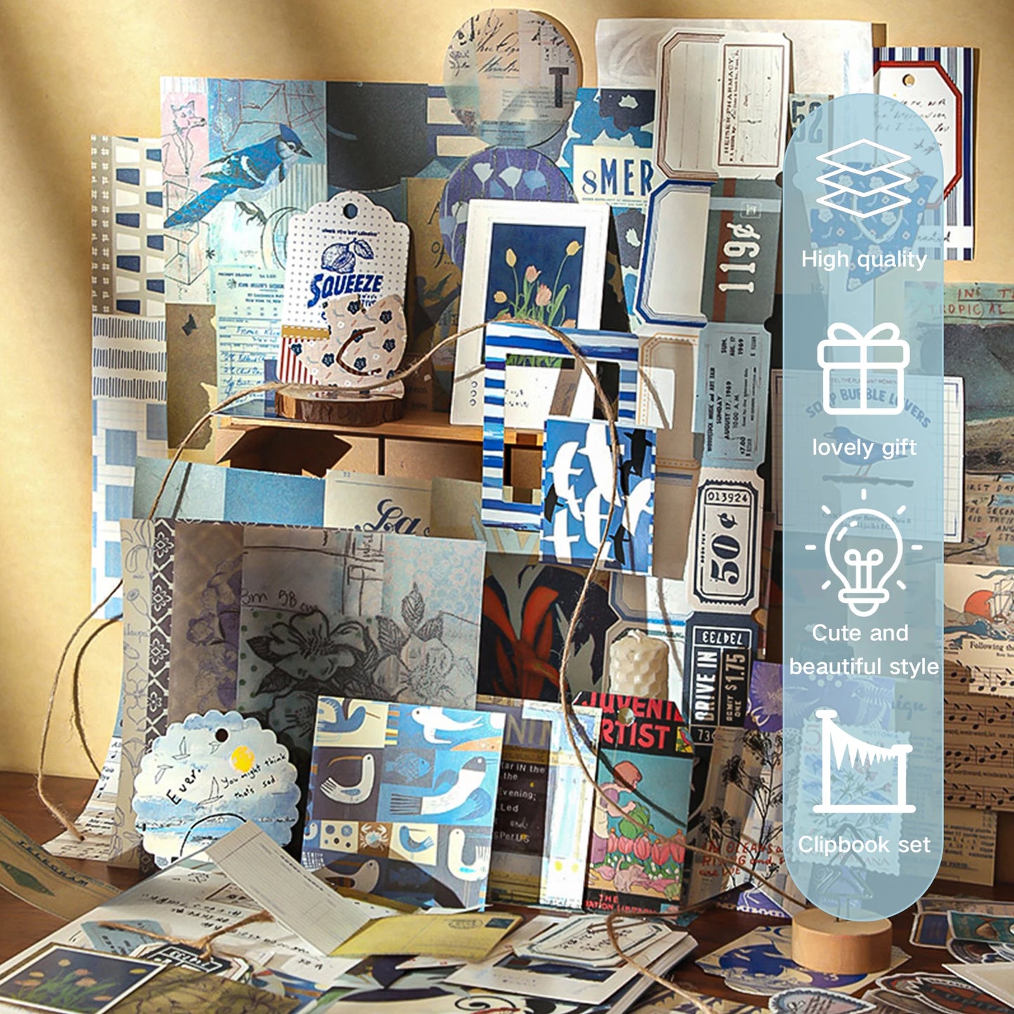 86Pcs Vintage Scrapbook Kit DIY Journaling Supplies Set with Scrapbook Stickers Cards Bookmarks Aesthetic Journaling Arts Craft