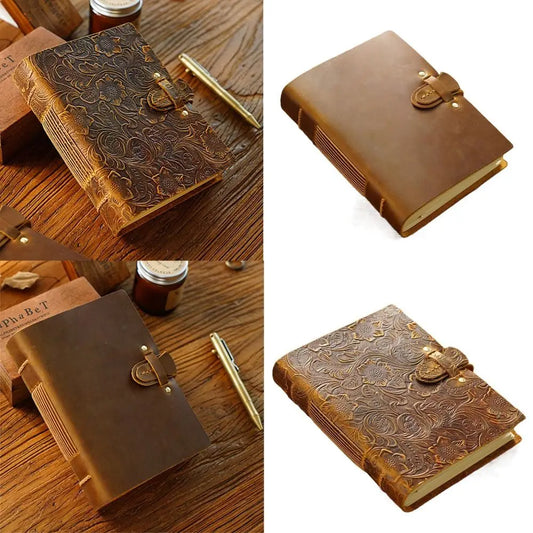 Vintage Leather Bound Journal Handmade Genuine Leather Cover Blank Paper Diary Blank Pages Unlined Travel Sketchbook