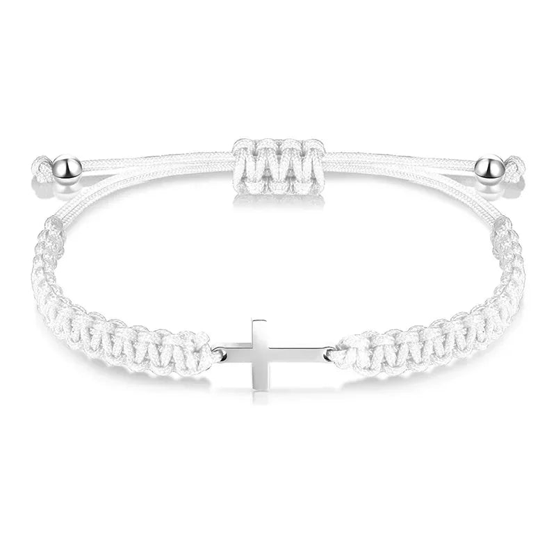 Christian Cross Woven Bracelet Handmade Black White Color Braided Couple Bracelets Friendship Jewelry Gifts