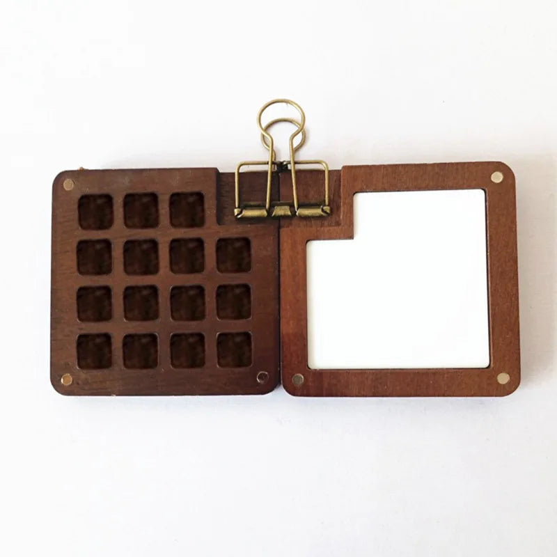 Art Supplies Empty Wooden Watercolor Palette Portable Mini Travel Watercolor Acrylic Paint Box Square Tray Box Art Painting