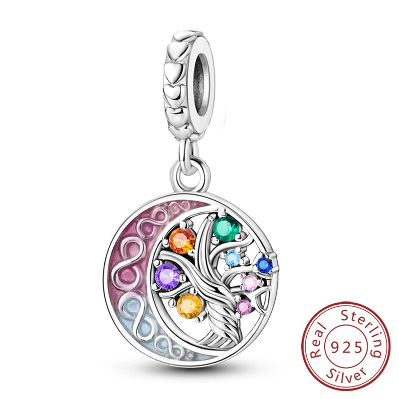 New 925 Sterling Silver Charms Pendant Sunflowers Heart Beads Fit Original Bracelets Charm DIY Jewelry Gifts Making