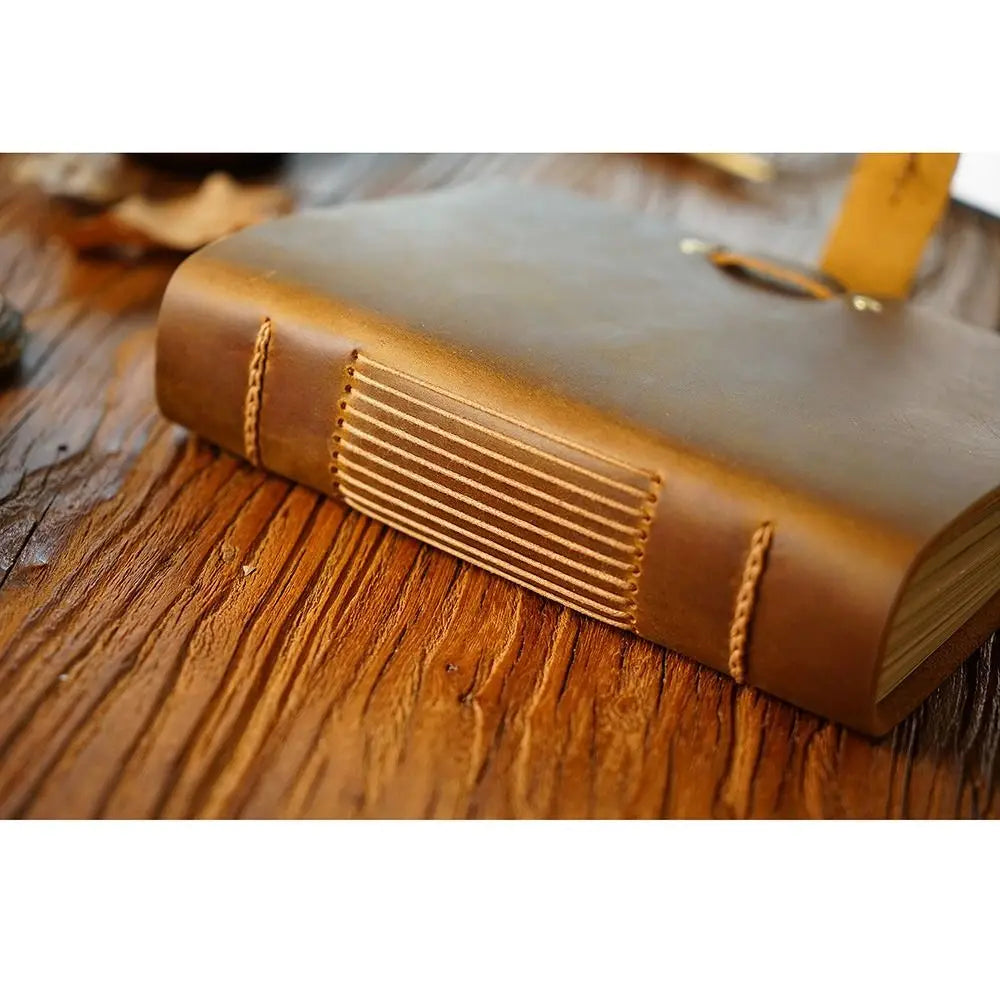 Vintage Leather Bound Journal Handmade Genuine Leather Cover Blank Paper Diary Blank Pages Unlined Travel Sketchbook