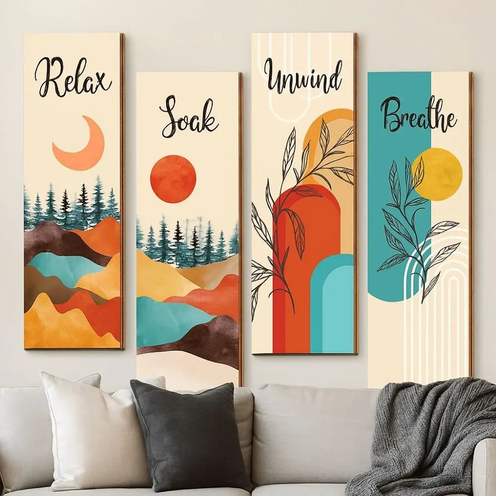 Inspirational Quotes Bohemian Abstract Hanging Sign Handmade Artistic Wooden Wall Hanging Plate Wall-mounting Decorative Panel