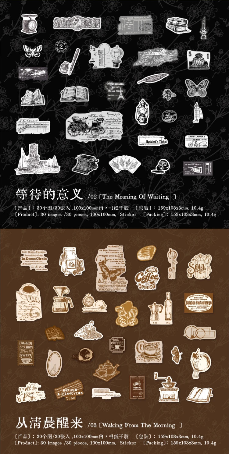 Journal GO 30pcs Retro Antique Stuffs Stickers Collage Junk Journal Scrapbooking diy Vintage Small Hand Made Stationery Labels