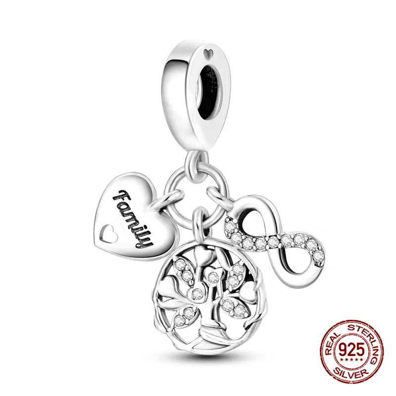 Original Charms 925 Silver All Things Beautiful Charm Trio Charm Fit 3mm Original Bracelet For Women Diy Jewelry Gift New in Hot