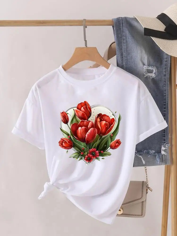 Sweet Cartoon Trend 90s Women Print Female Graphic T-shirts Fashion Clothing Lady Clothes Short Sleeve T Shirt Casual Tee