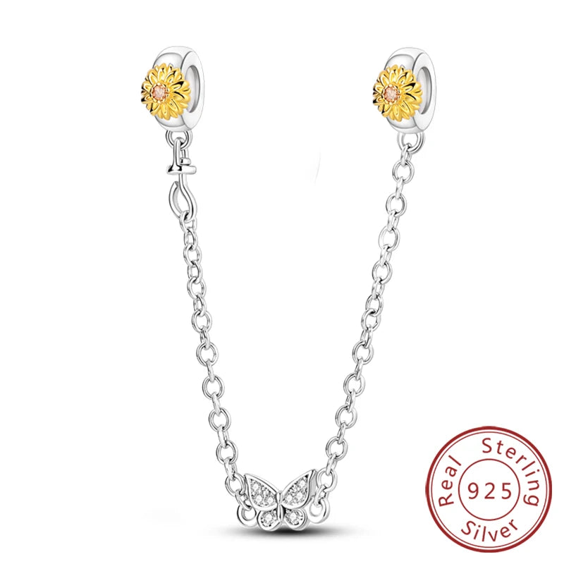 New 925 Sterling Silver Charms Pendant Sunflowers Heart Beads Fit Original Bracelets Charm DIY Jewelry Gifts Making