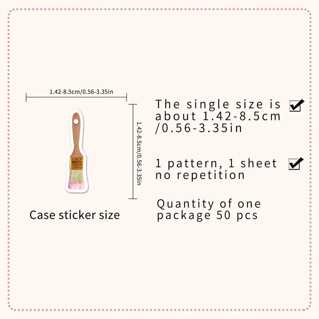 50 Pcs Art Stickers  Paintbrushes & Painting Tools Themed Artistic Creative Stickers Waterproof Decor Decals