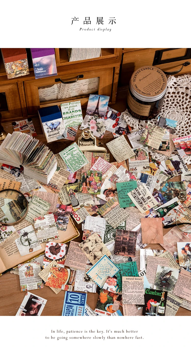 JIANQI 400 pcs Craft Vintage Scrapbooking Paper Kawaii Art Junk Journal Deco Sticker Natural Collection DIY Material Paper