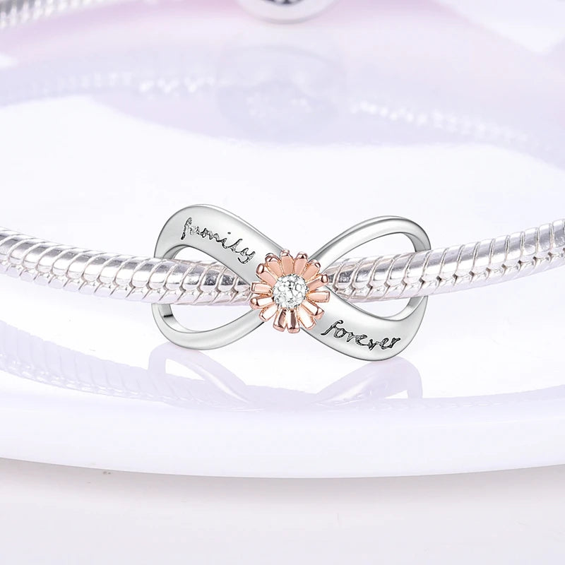 New 925 Sterling Silver Charms Pendant Sunflowers Heart Beads Fit Original Bracelets Charm DIY Jewelry Gifts Making