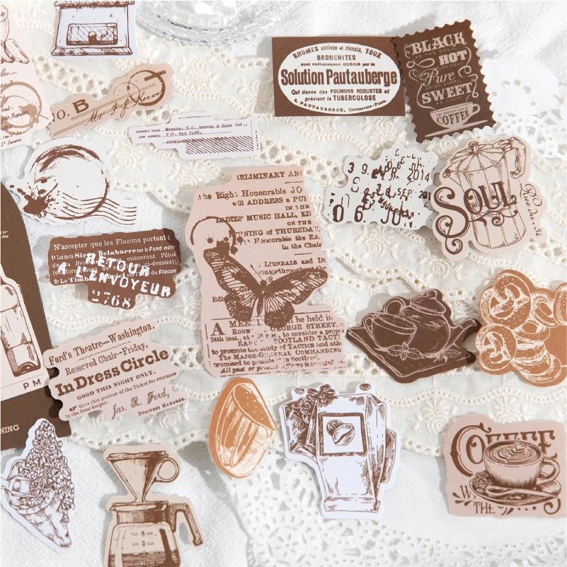 Journal GO 30pcs Retro Antique Stuffs Stickers Collage Junk Journal Scrapbooking diy Vintage Small Hand Made Stationery Labels