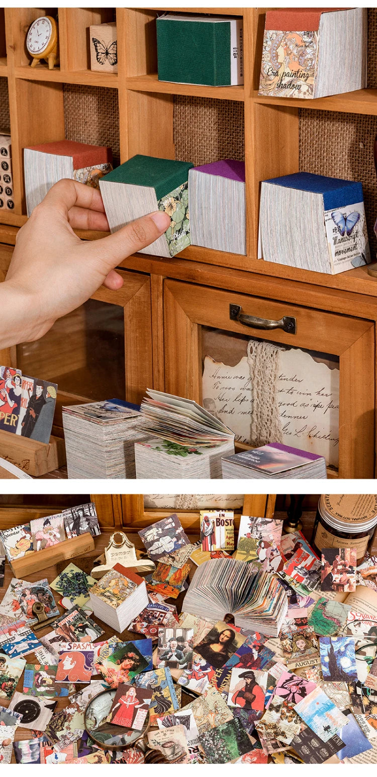 JIANQI 400 pcs Craft Vintage Scrapbooking Paper Kawaii Art Junk Journal Deco Sticker Natural Collection DIY Material Paper