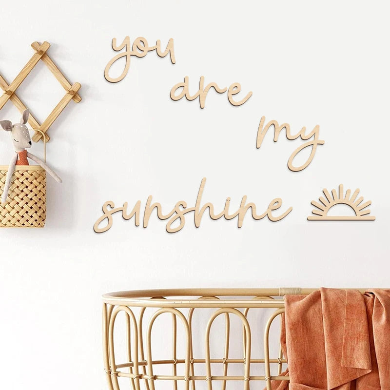 Wooden Wall Decor With Sun Motif Wall Stickers For Youngsters' Bedroom Playroom Inspirational Quote Home Room Wall Decoration
