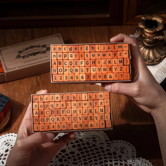Journal GO 70 pcs/set Wooden Rubber Alphabet Letter Number Stamp Set