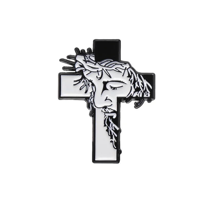 Jesus Cross Enamel Pins Christian Religious Brooches Lapel Badges Hat Clothes Collar Jewelry Decorative Pin for Kids Friend Gift