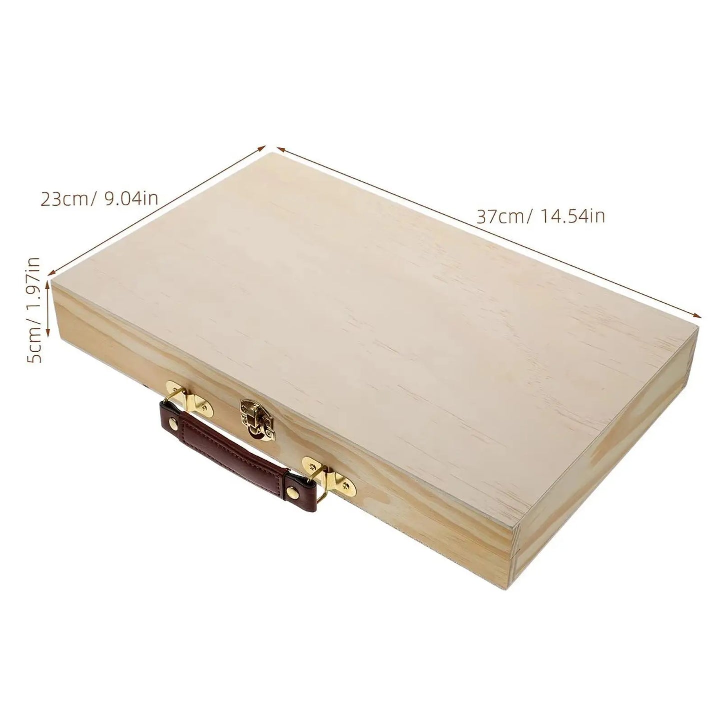 Wood Artist Supplies Box Carrying Case Sleek Multifunctional Portable Organizer Art Tool Box for Markers Paint Brushes Pastel