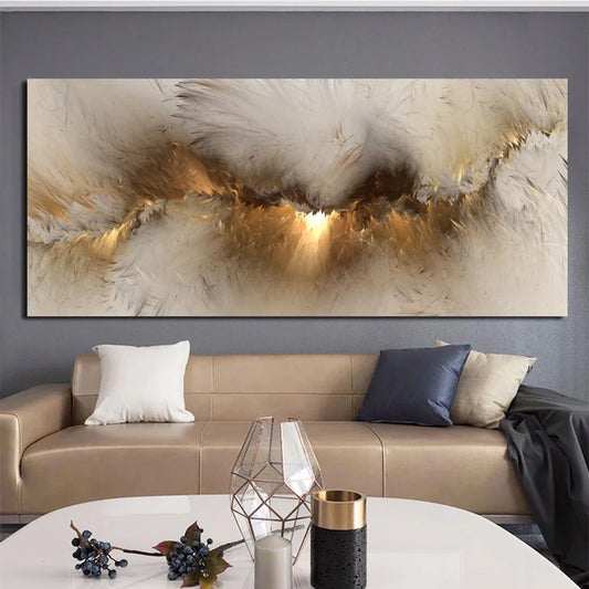 Classic Abstract Aesthetic Wall Art Gray Yellow Clouds Color Blocking Paintings Posters Prints Home Bedroom Living Room Decor