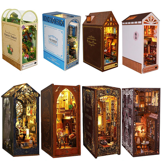 DIY Book Nook Kit Miniature Doll House With LED Light
