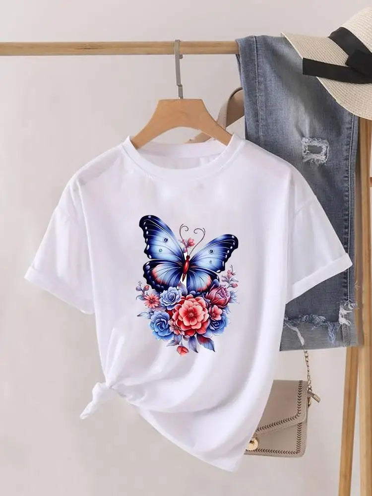 Sweet Cartoon Trend 90s Women Print Female Graphic T-shirts Fashion Clothing Lady Clothes Short Sleeve T Shirt Casual Tee