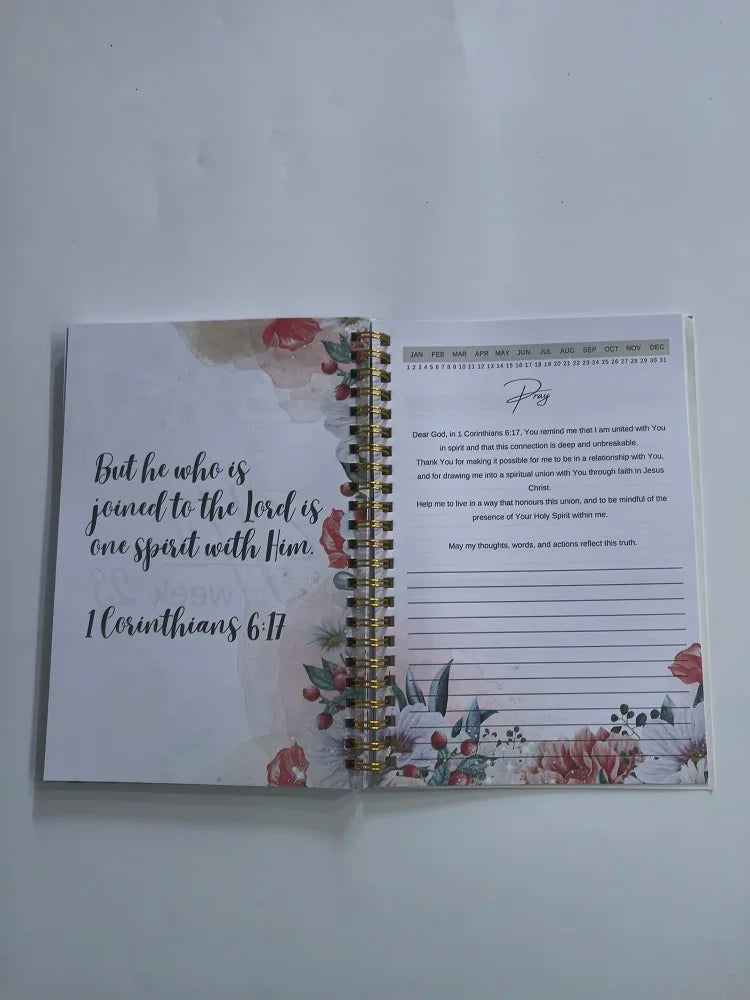 Prayer Journal For women | 24 Week Scripture Devotonal Journal | The Bible In A Year Notebook