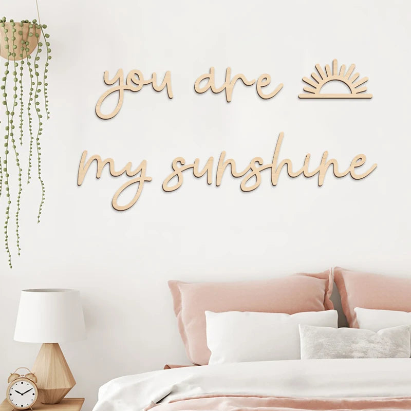 Wooden Wall Decor With Sun Motif Wall Stickers For Youngsters' Bedroom Playroom Inspirational Quote Home Room Wall Decoration