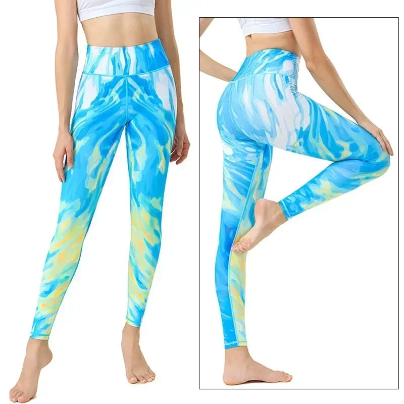 Cloud Hide Women Home Yoga Pants Fitness Gym Exercise Sports Leggings High Waist Sexy Long Print Tights Workout Running Trouser