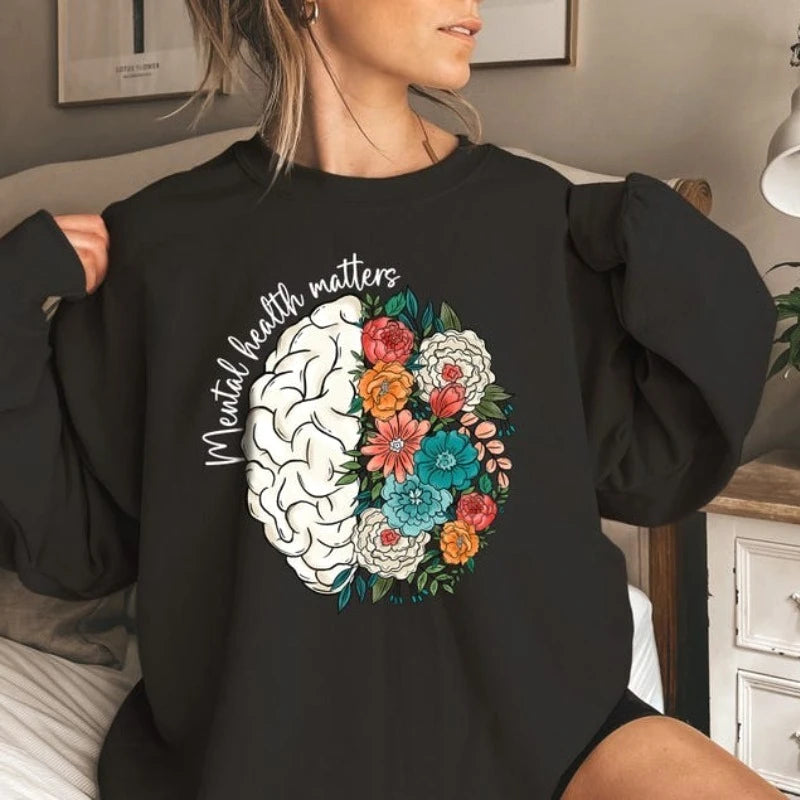 Mental Health Hoodie Mental Health Awareness Women Inspirational Sweater School Psychologist  Anxiety Pullover Therapist Shirt