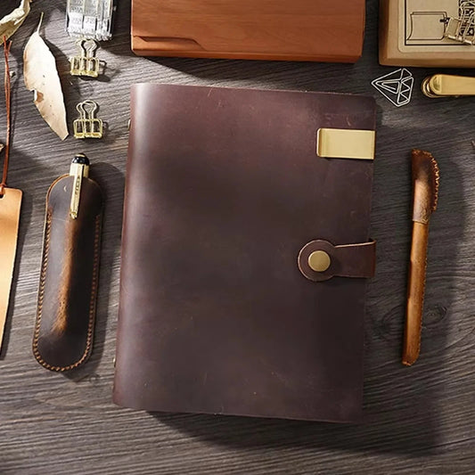 Refillable A5 Notebook | Journals | Vintage Genuine Leather Planner | Cover with 6 Ring Binder