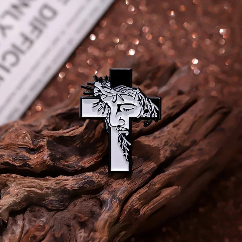Jesus Cross Enamel Pins Christian Religious Brooches Lapel Badges Hat Clothes Collar Jewelry Decorative Pin for Kids Friend Gift