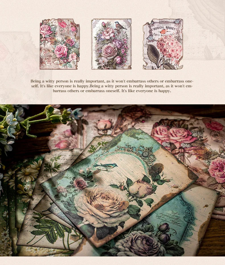 30pcs/pack Vintage Materials Paper Lost Garden Series DIY Scrapbooking Deco Junk Journal Planner Collage Photo Album Craft Paper