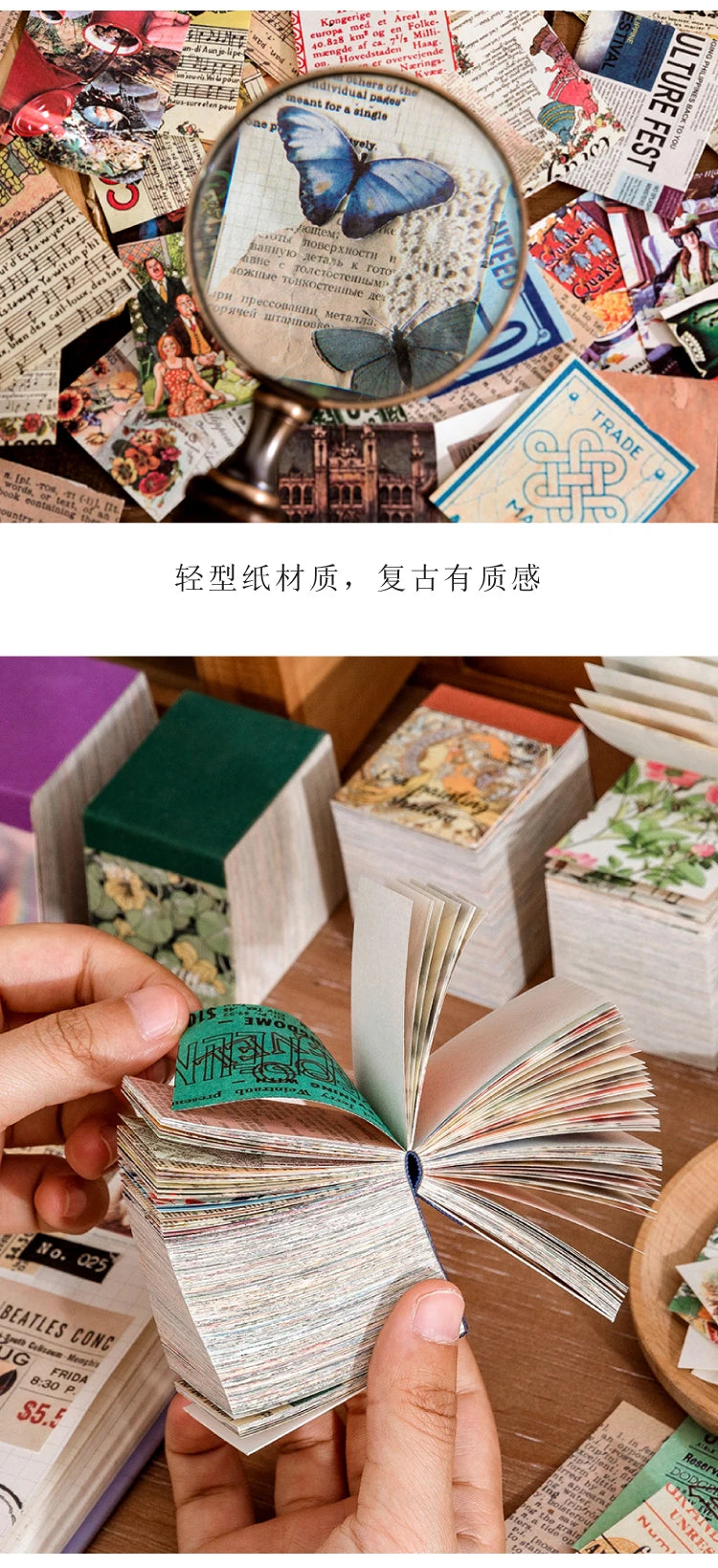 JIANQI 400 pcs Craft Vintage Scrapbooking Paper Kawaii Art Junk Journal Deco Sticker Natural Collection DIY Material Paper