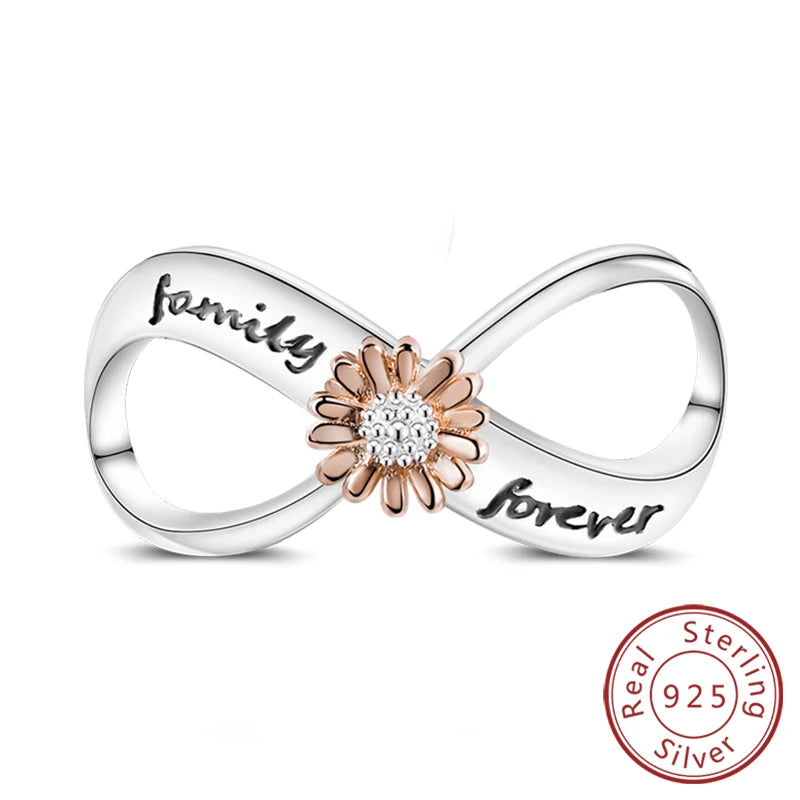 New 925 Sterling Silver Charms Pendant Sunflowers Heart Beads Fit Original Bracelets Charm DIY Jewelry Gifts Making