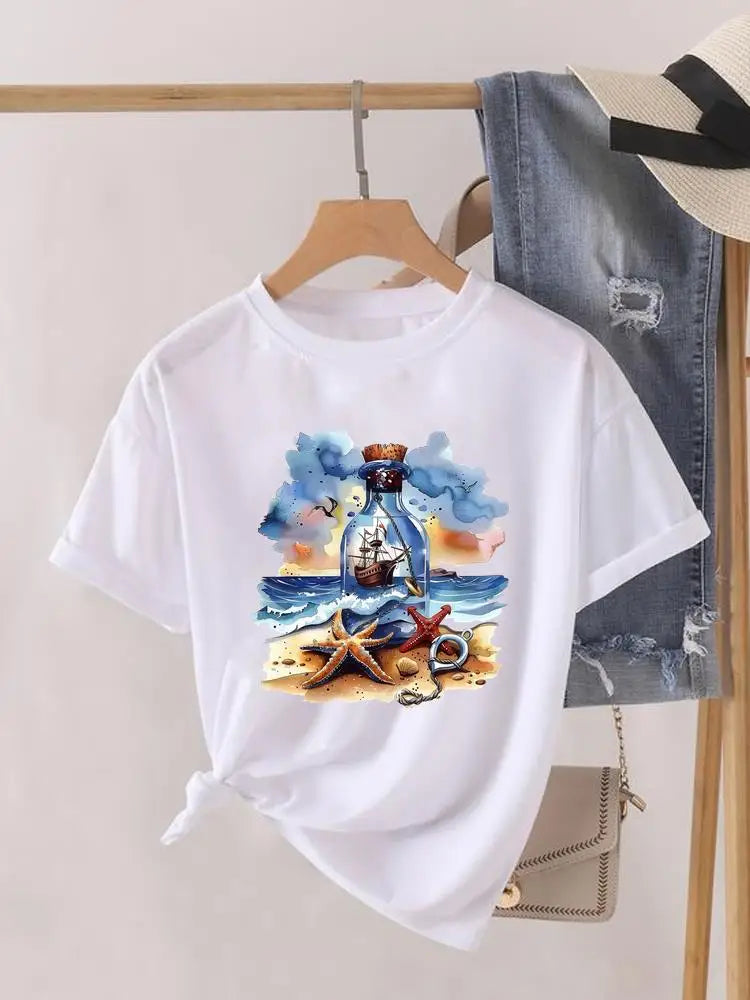 Sweet Cartoon Trend 90s Women Print Female Graphic T-shirts Fashion Clothing Lady Clothes Short Sleeve T Shirt Casual Tee