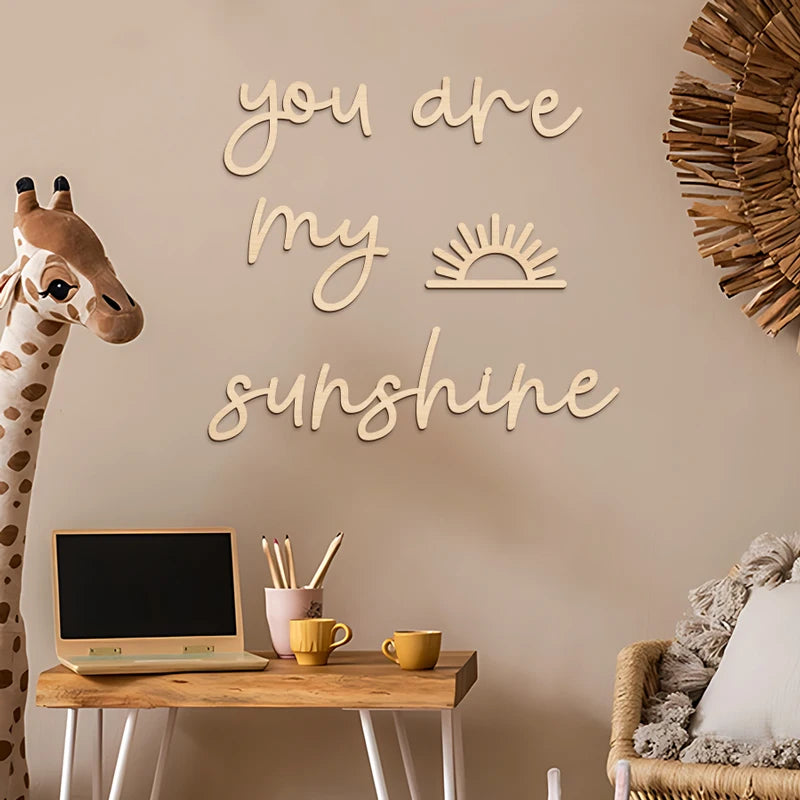 Wooden Wall Decor With Sun Motif Wall Stickers For Youngsters' Bedroom Playroom Inspirational Quote Home Room Wall Decoration