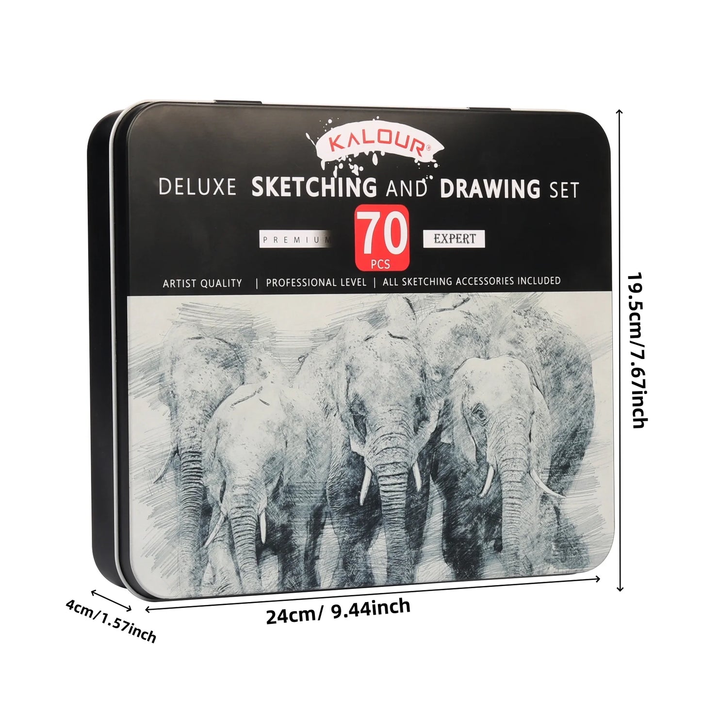 Kalour Art Supplies 70pcs Professional Sketching Pencil and Drawing Pencil Set in Tin Box with Various Drawing Tool for Artist