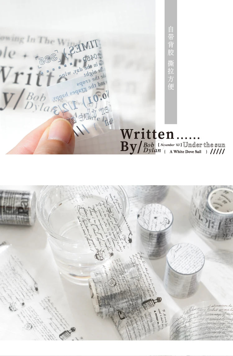 Journal GO 5x200cm English Monologue PET Tape Stickers Creative Decorative Diary Album Scrapbooking Masking Tape Junk Journal