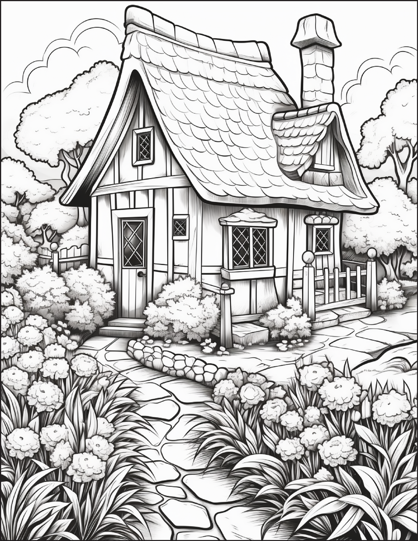 Coloring Book: Cottage Garden (Digital Product)