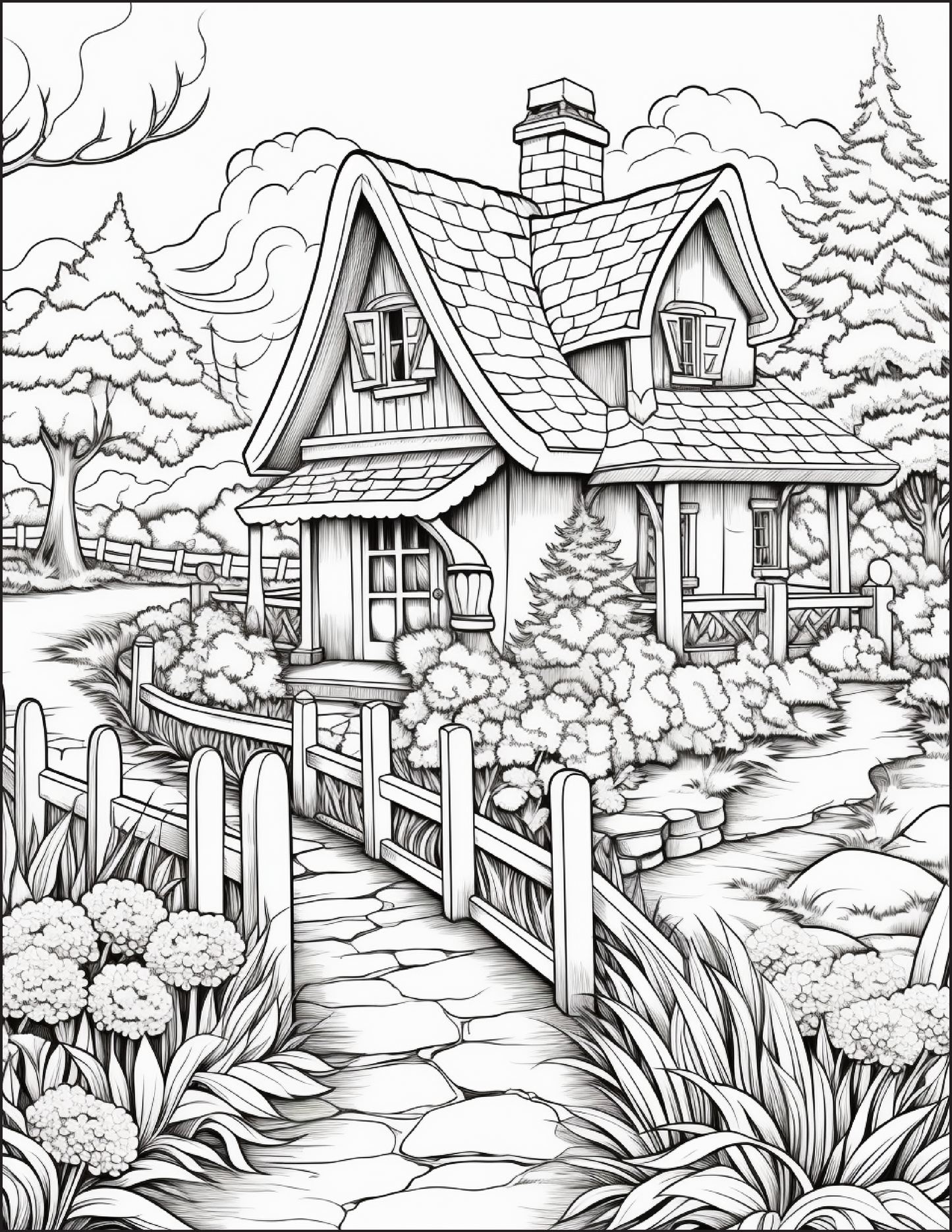 Coloring Book: Cottage Garden (Digital Product)